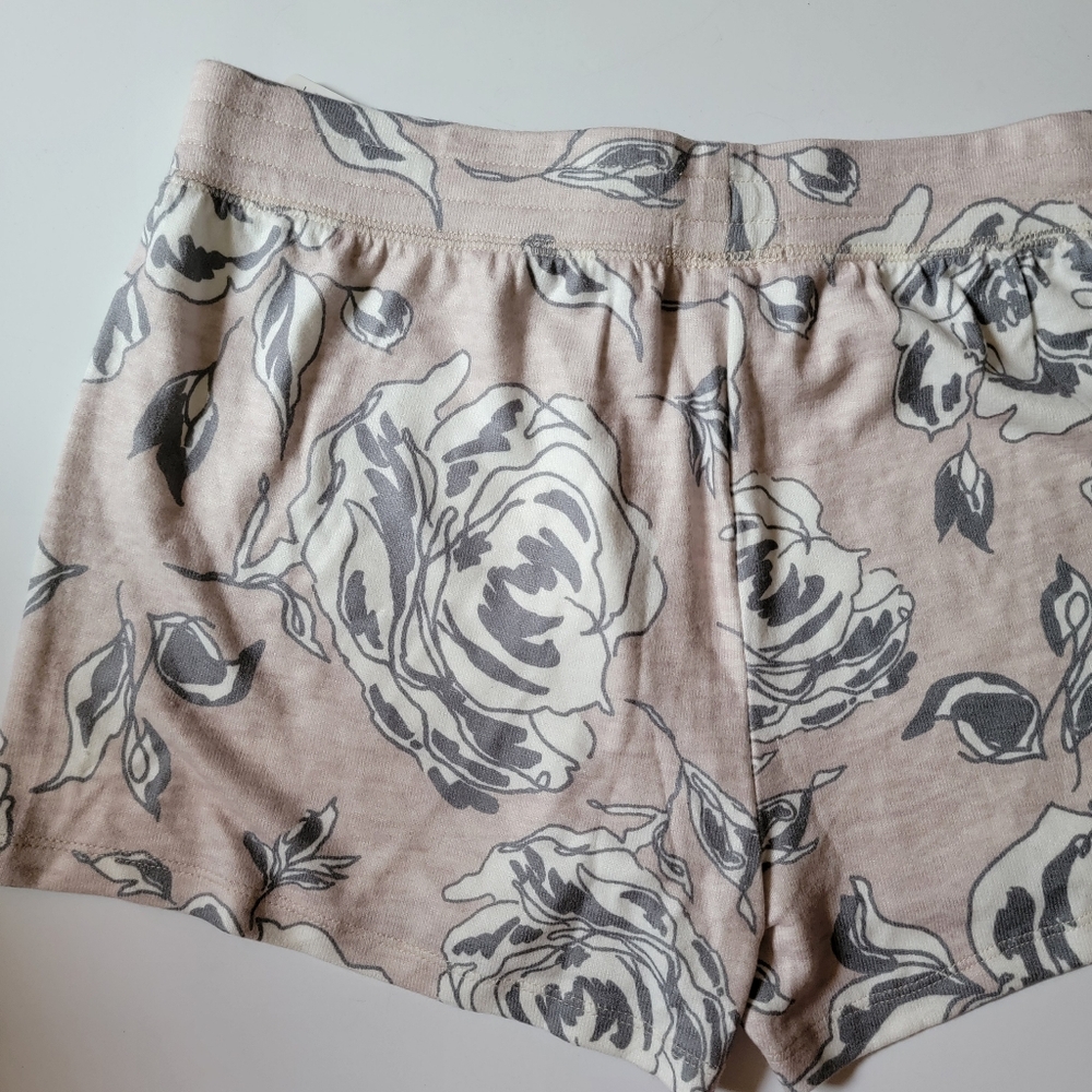 PJ Salvage Women's Floral Lounge Shorts Dust Pink Gray Peachy Soft M Pajamas - Picture 7 of 8